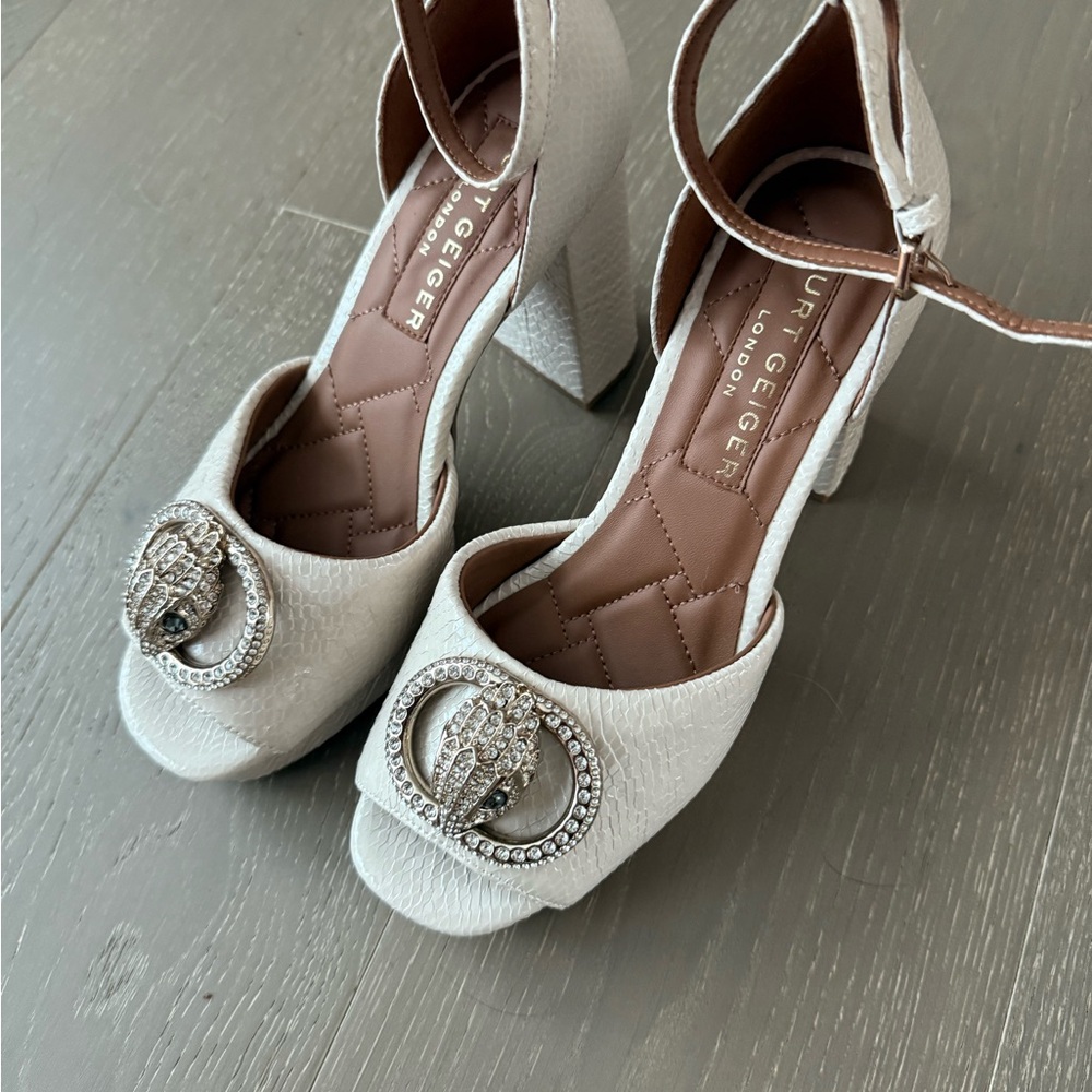 Kurt Geiger Cream Block Heel Sandals